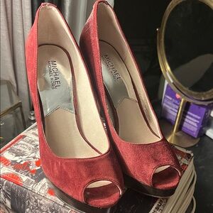Michael Kors Burgundy Peep Toe Heels